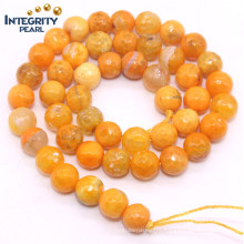 Natural Gemstone Loose Strand 6 8 10 12mm Round Shape Faceted Orange Agate Marble